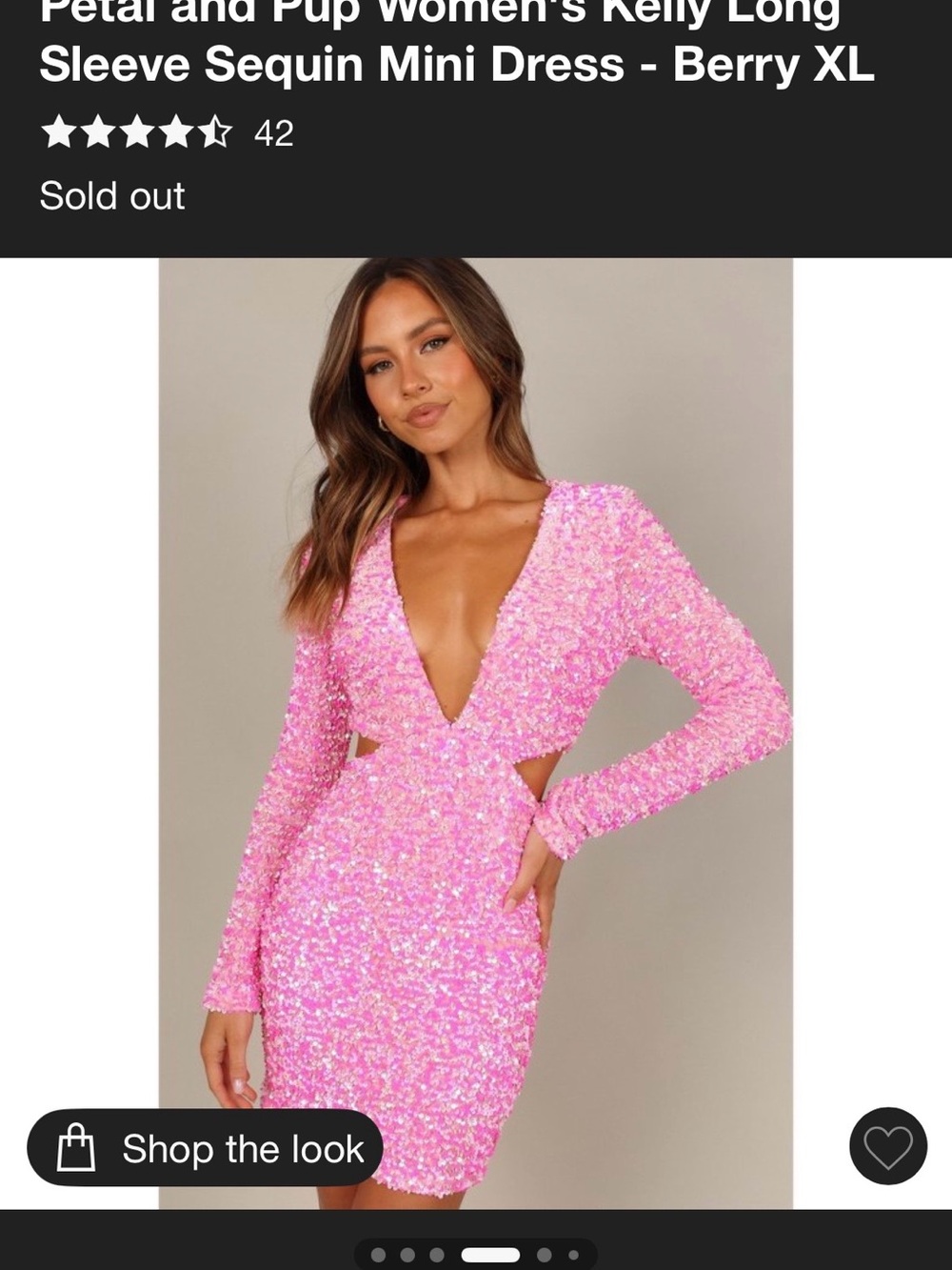 Petal & Pup Pink Sequin Deep V Mini Dress